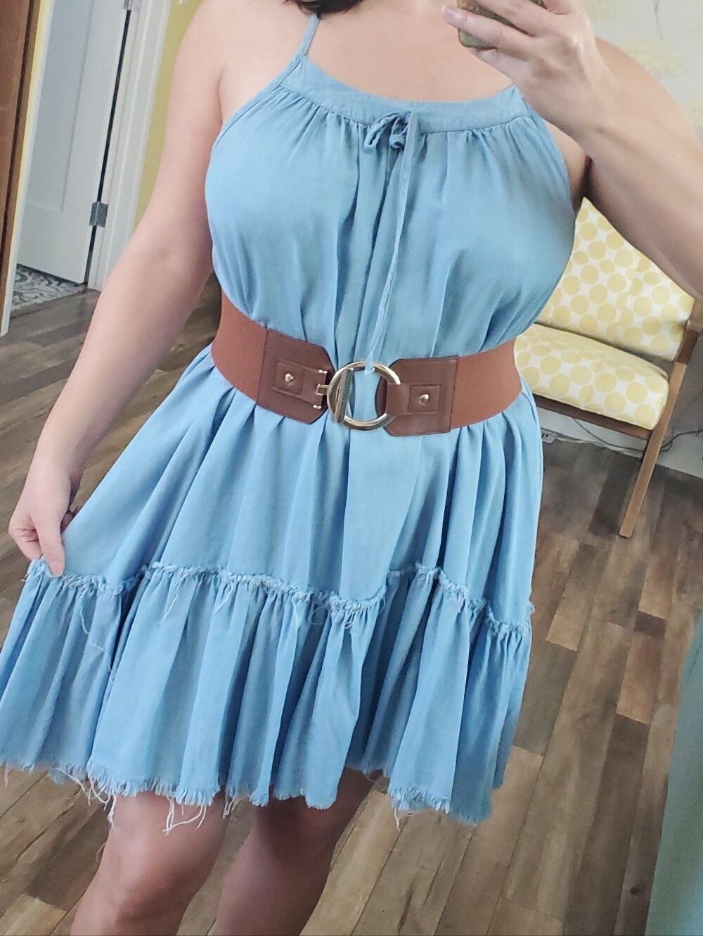 EUC Romeo & Juliet Couture Chambray Adjustable Strap Swing Dress